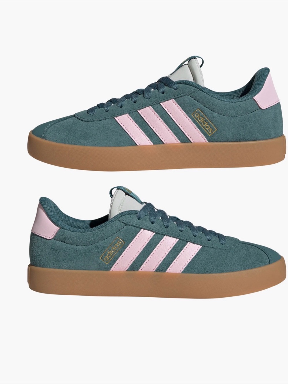 Adidas VL Court 3.0 Sneakers with Pink Stripes and Gum Sole
